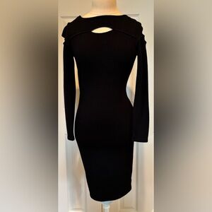 EUC Ribbed Midi Dress LongSleeve With Cutouts, Black, Size Womens M.